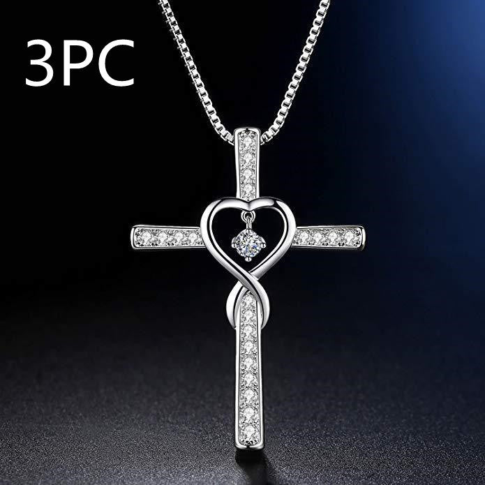 Infinity Cross Birthstone Pendant Necklace (12 Colors)