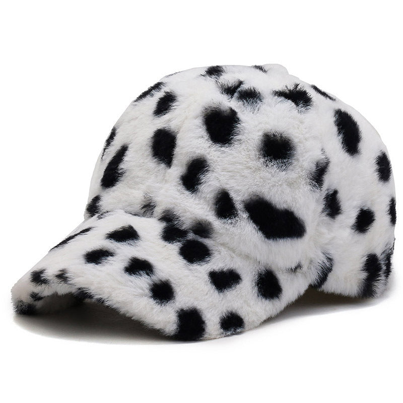 Fashion Leopard Fleece Baseball All-matching Peaked Cap